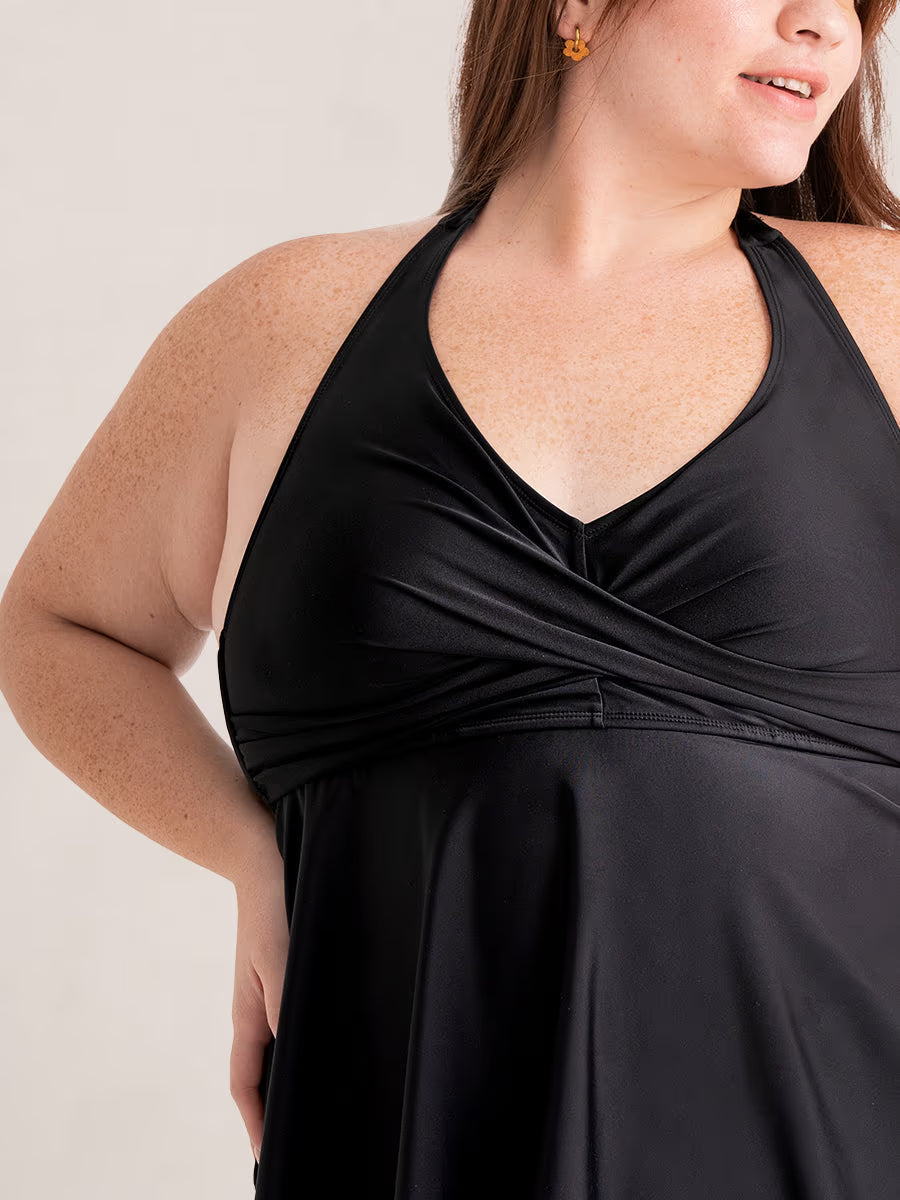 TRUESHAPE Twist-Front V-Neck Halter Tankini